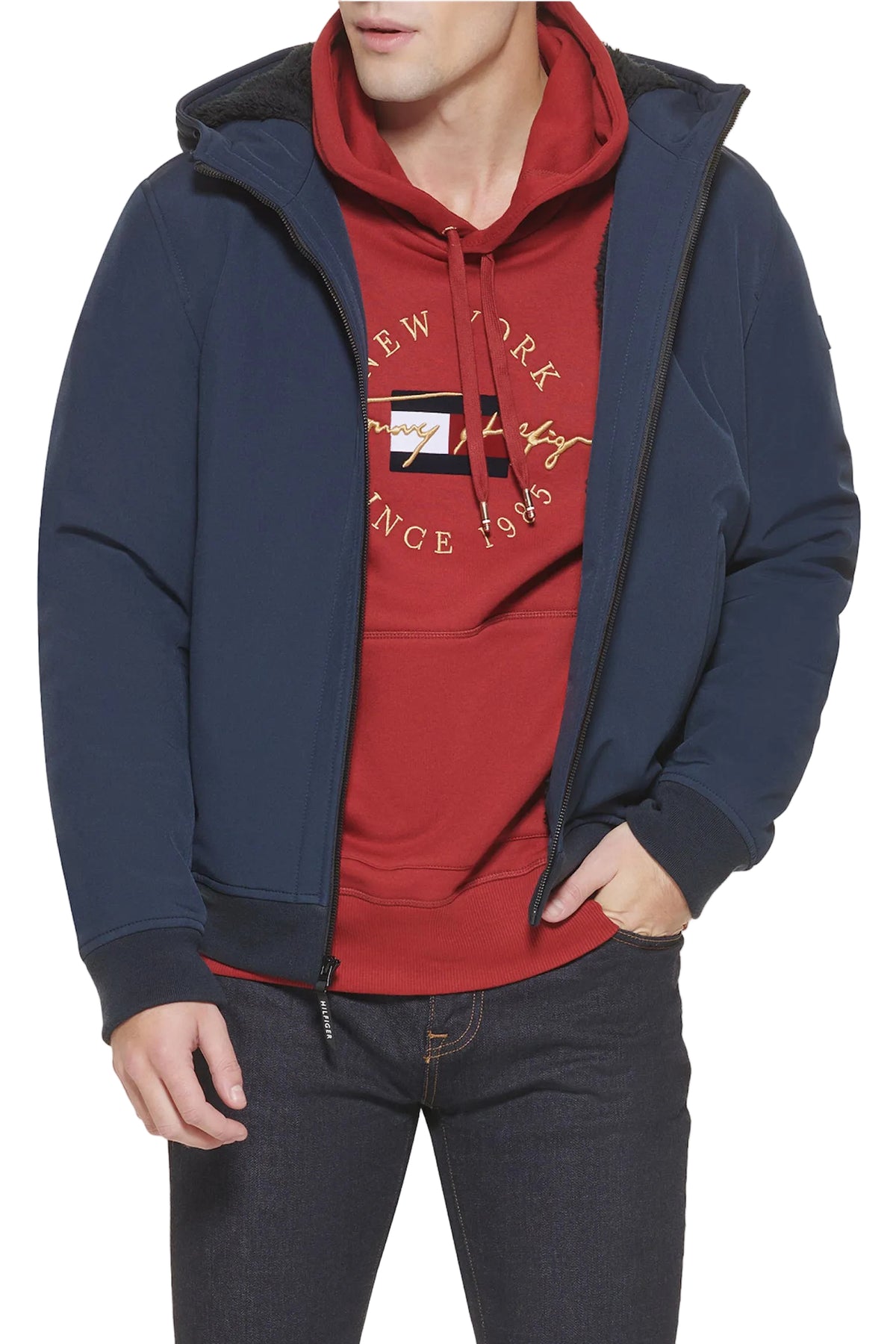 TOMMY HILFIGER Softshell Hooded Men jacket _ Navy