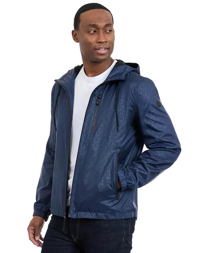 Michael Kors Windbreaker Micro print Men Hooded Jacket – Navy