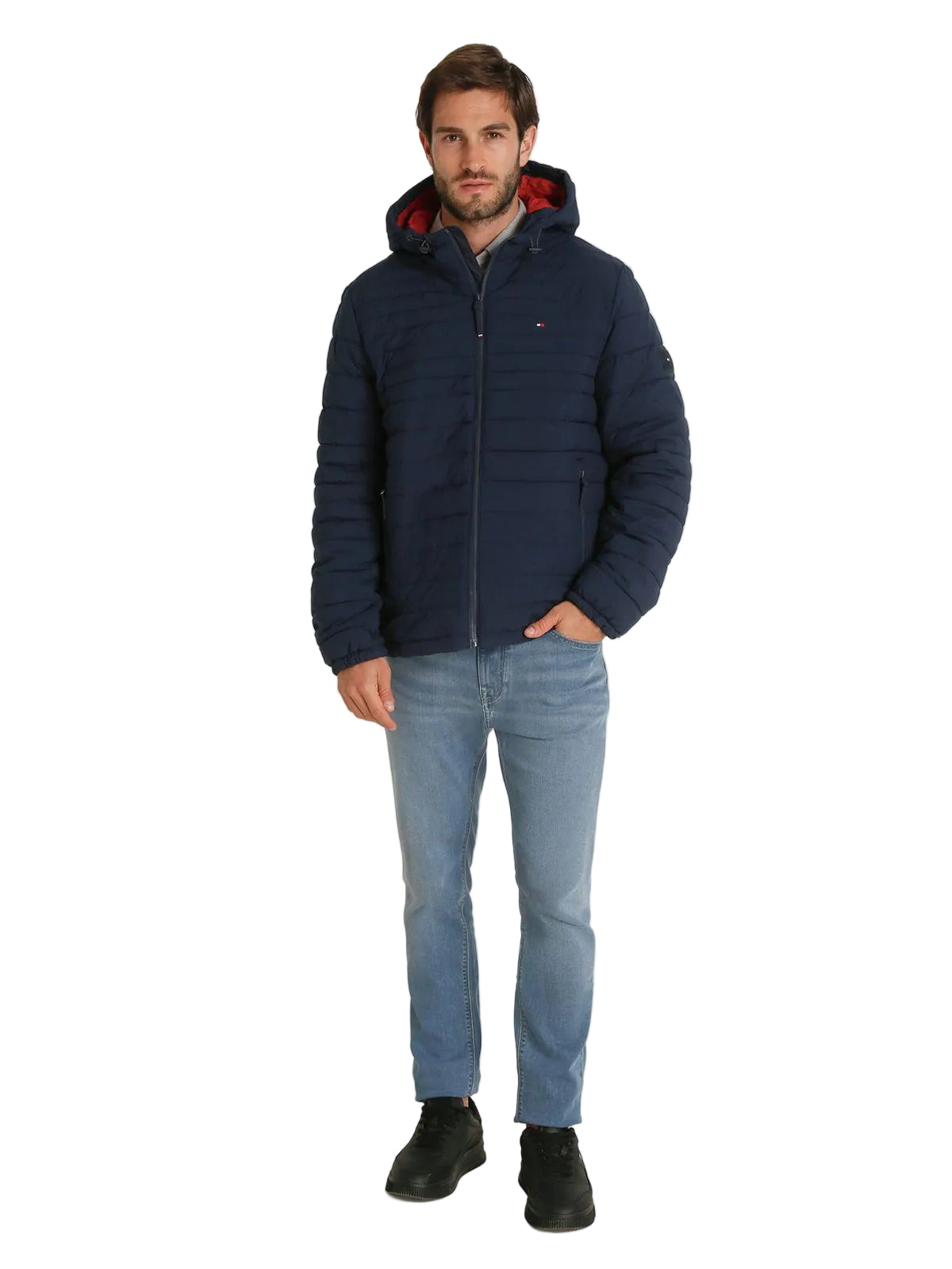 TOMMY HILFIGER Solid Zip-Up Parka Men jacket _ Navy