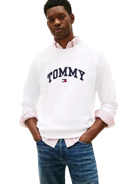 TOMMY HILFIGER Varsity Logo Fleece Sweatshirt Men _ White