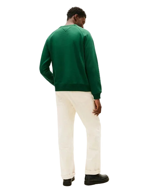 TOMMY HILFIGER Logo Fleece Sweatshirt Men _ Dark Green