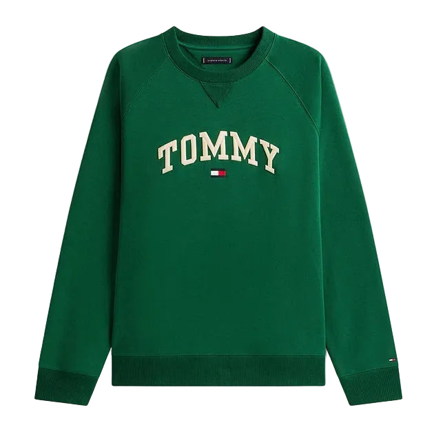 TOMMY HILFIGER Logo Fleece Sweatshirt Men _ Dark Green