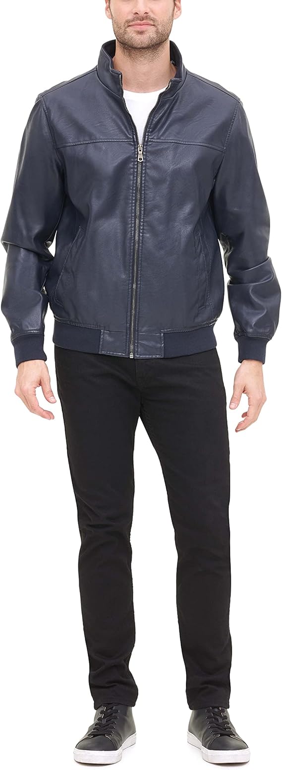 Tommy Men’s Classic Dark Navy Leather Jacket (Ah-USA)