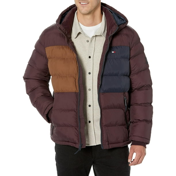 Tommy Hilfiger mens Hooded Puffer Jacket _ Multicolor