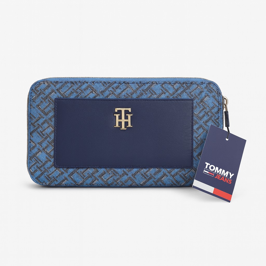 Tommy Jeans Women’s Monogram Zip-Around Wallet – Navy/Blue