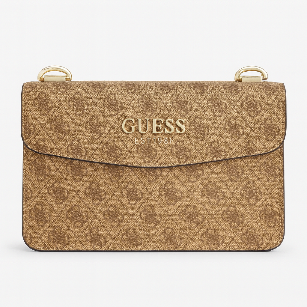 GUESS Women’s Monogram Crossbody Bag – Beige