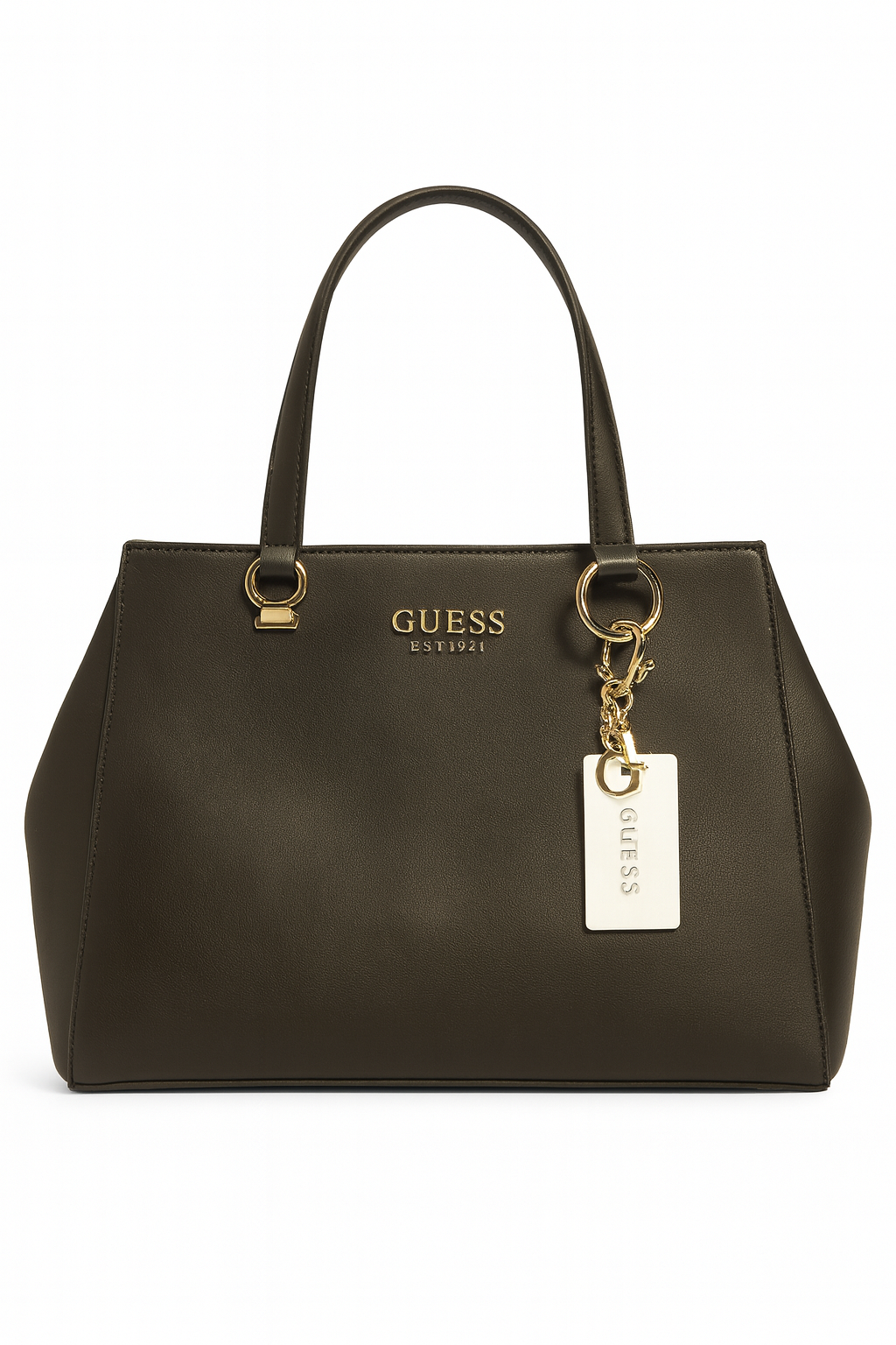 Guess Black Leather Tote Bag with Gold-Tone Accents