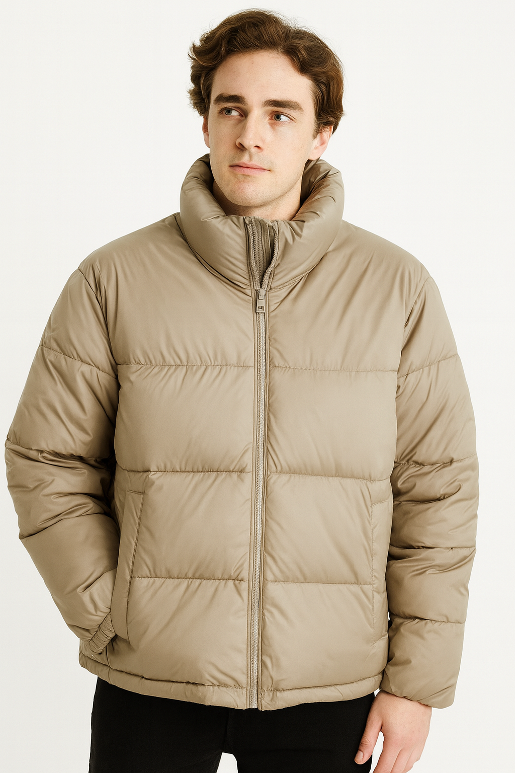 Hollister Men’s Beige Puffer Jacket