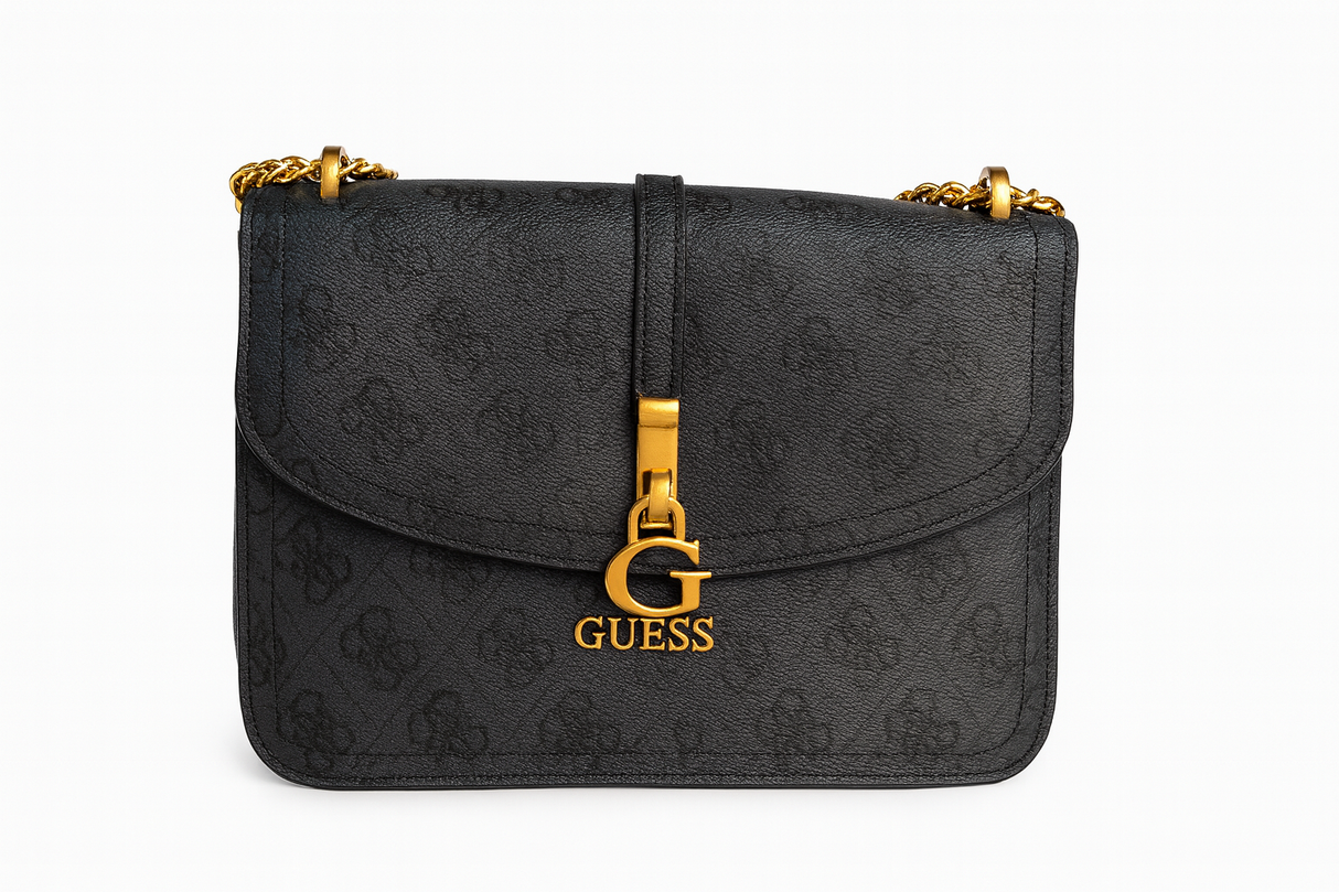 Guess Women’s Monogram Crossbody Bag with Gold Chain
