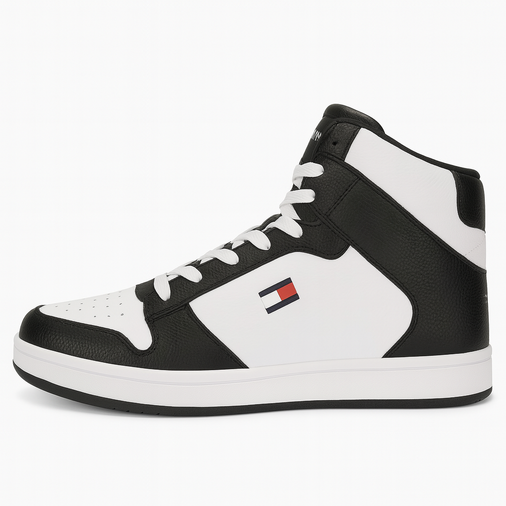 Tommy Hilfiger Men’s Black & White High-Top Sneakers