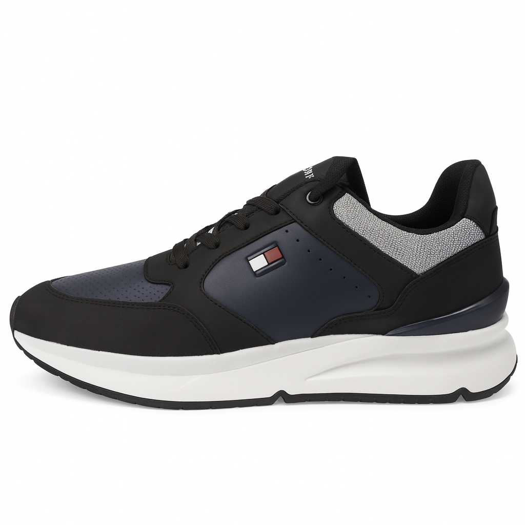 Tommy Hilfiger Men's Sporty Sneakers – Black & Navy