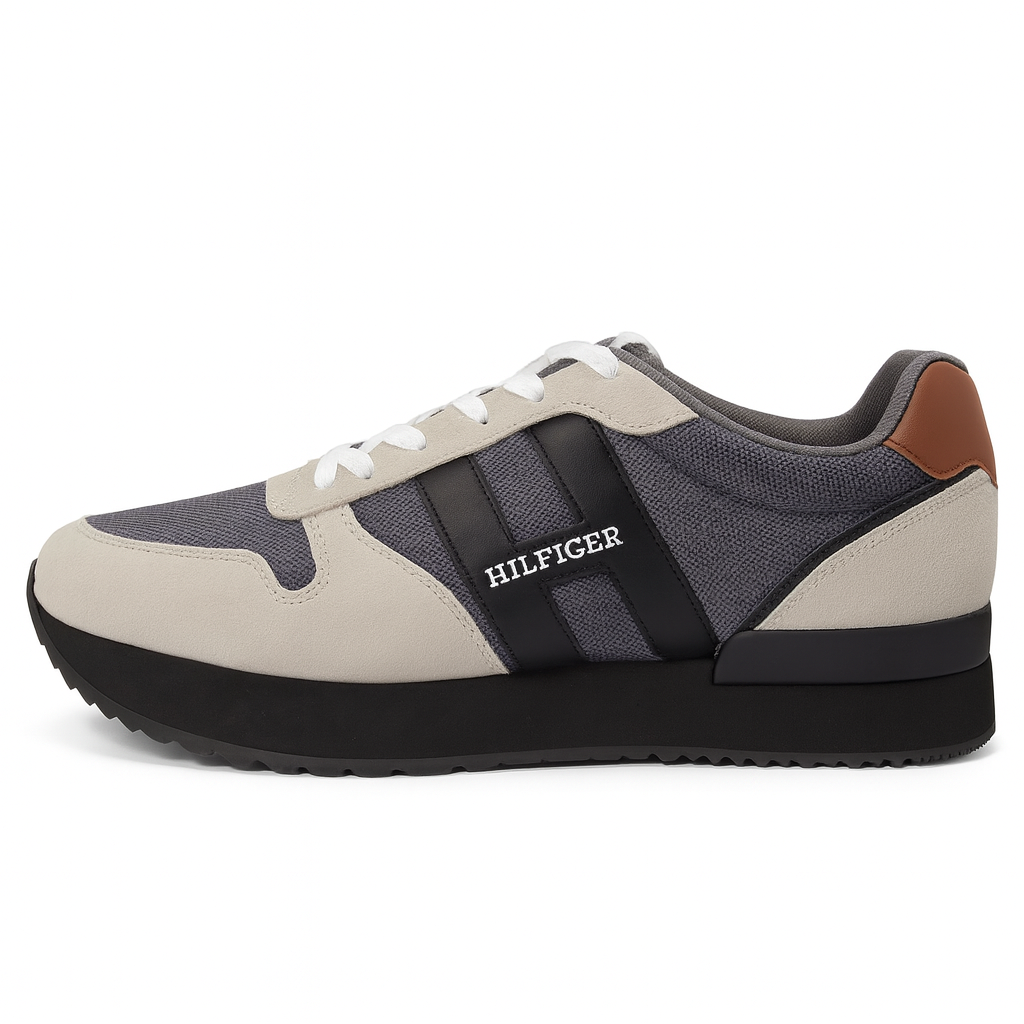 Tommy Hilfiger Men's Retro-Inspired Sneakers – Grey & Black