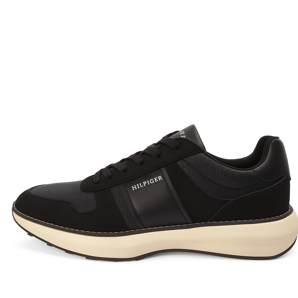 Tommy Hilfiger Men's Sneakers – Black with Beige Midsole