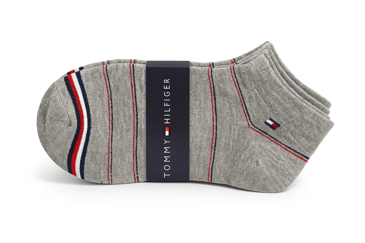 Tommy Hilfiger Heather-Grey Striped Ankle Socks