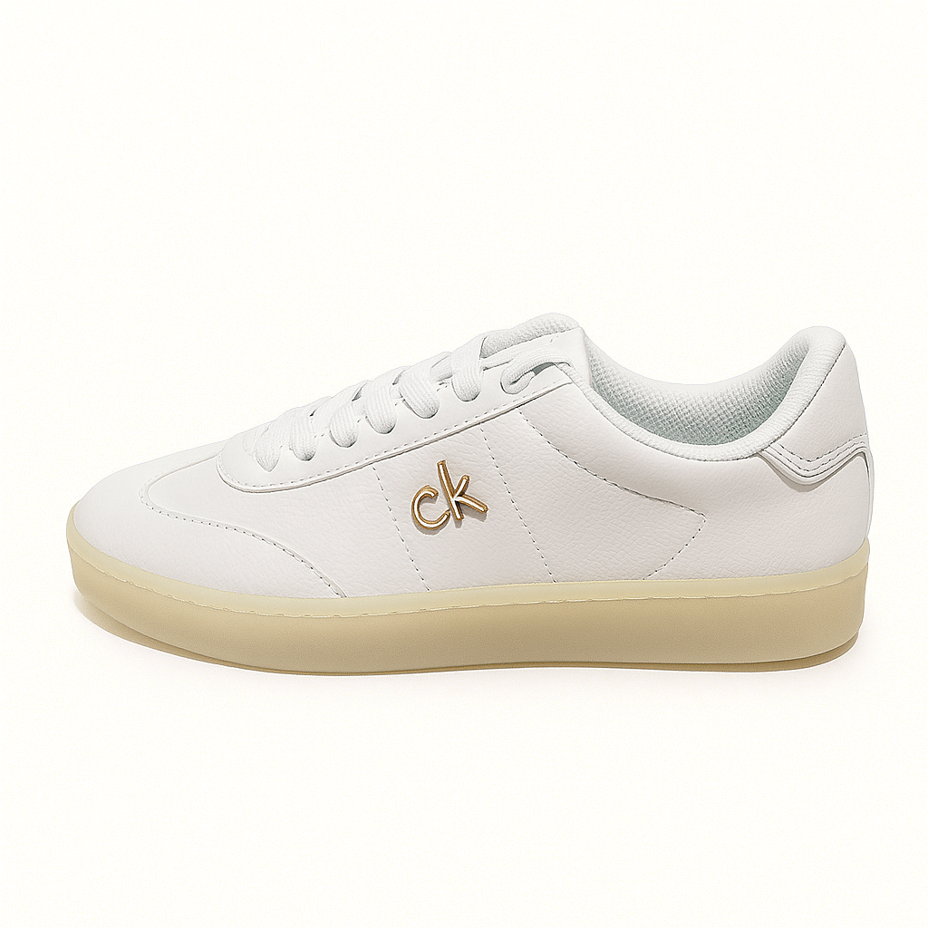 Calvin Klein Women’s White Pebbled Leather Platform Sneaker