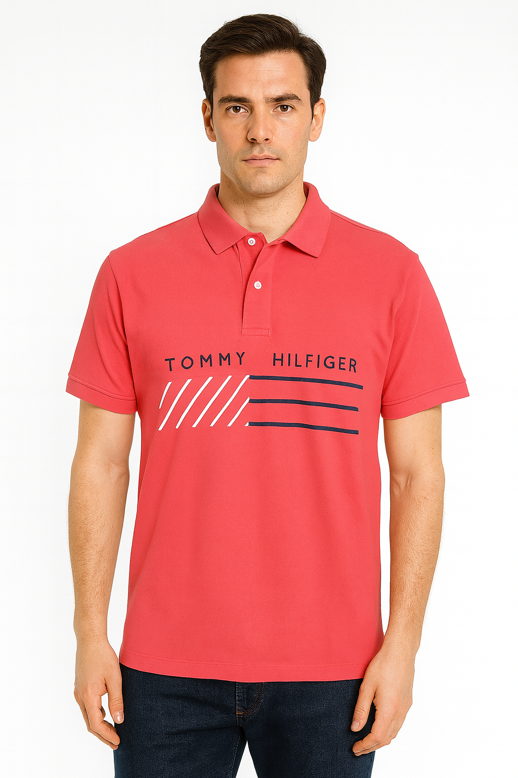 Tommy Hilfiger Men's Red Graphic Polo Shirt