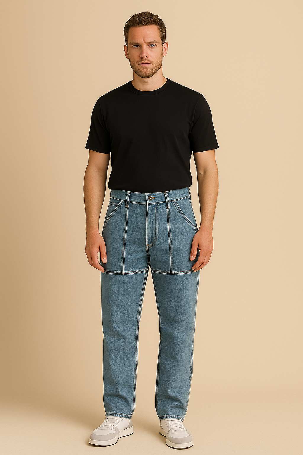 Koton Fit Regular Light Blue Panel Jeans for Men