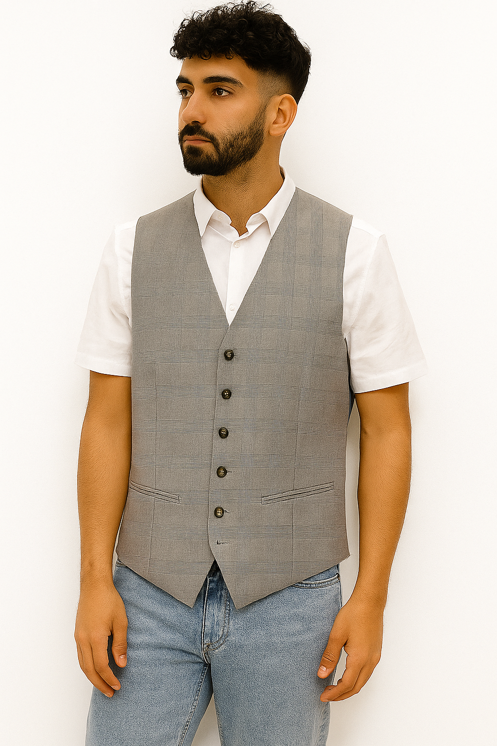 Men’s Checked Tailored Waistcoat – Selected Homme