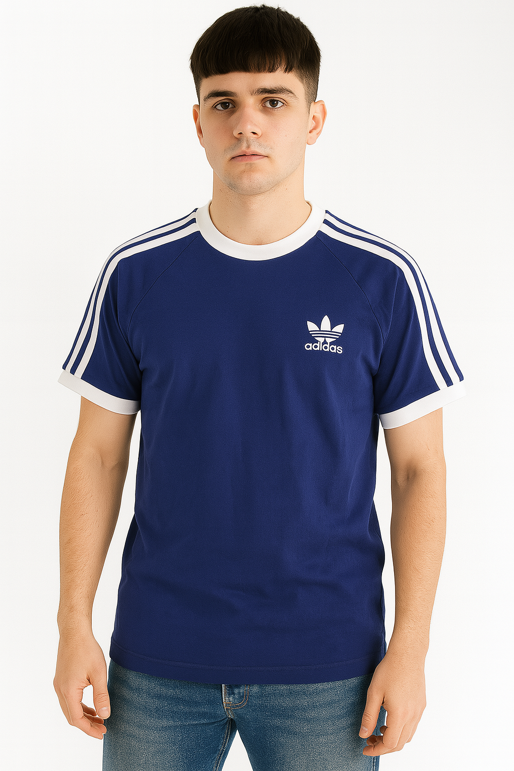 Adidas Men’s Navy Raglan 3-Stripes Tee