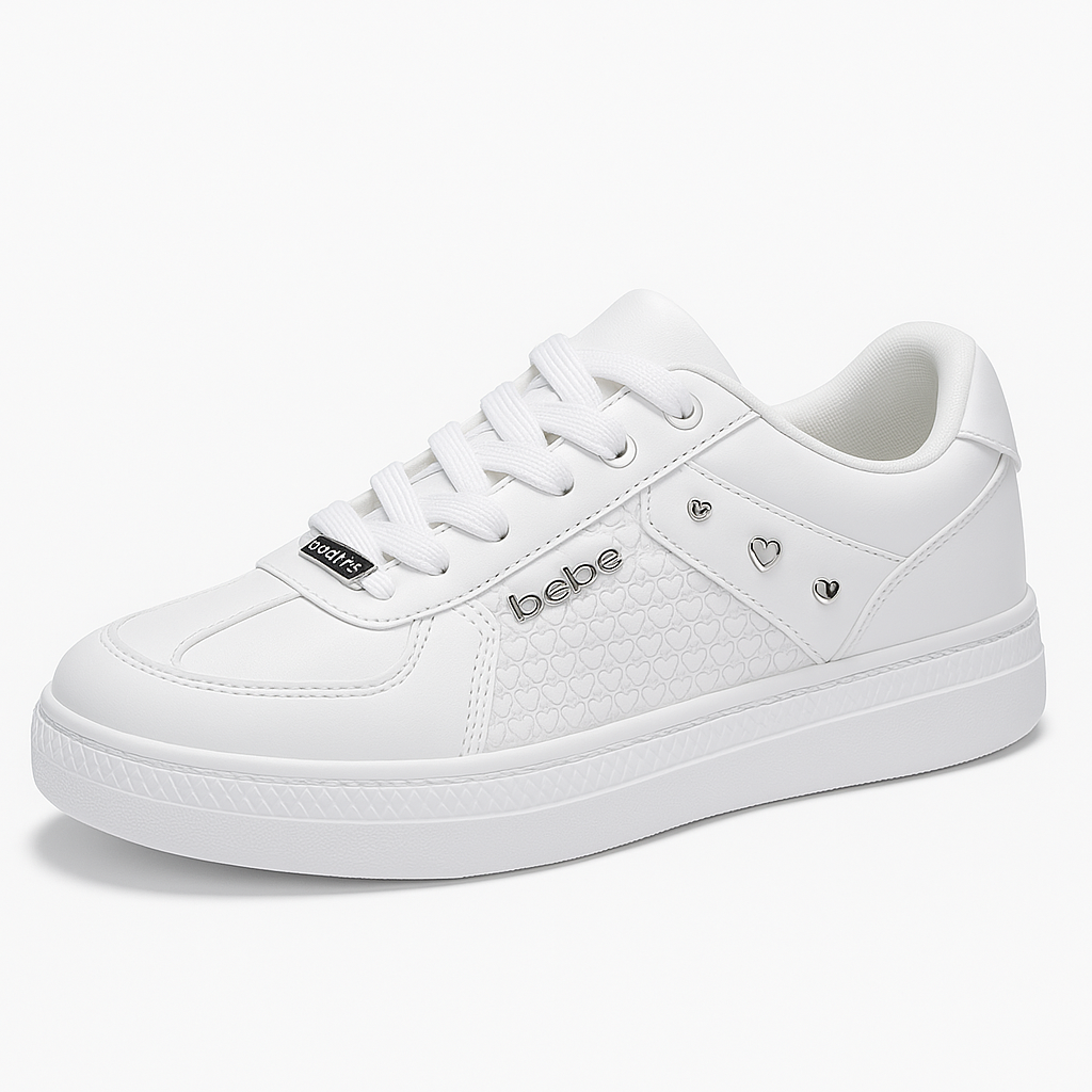 Bebe Women’s White Heart-Accent Low-Top Sneaker