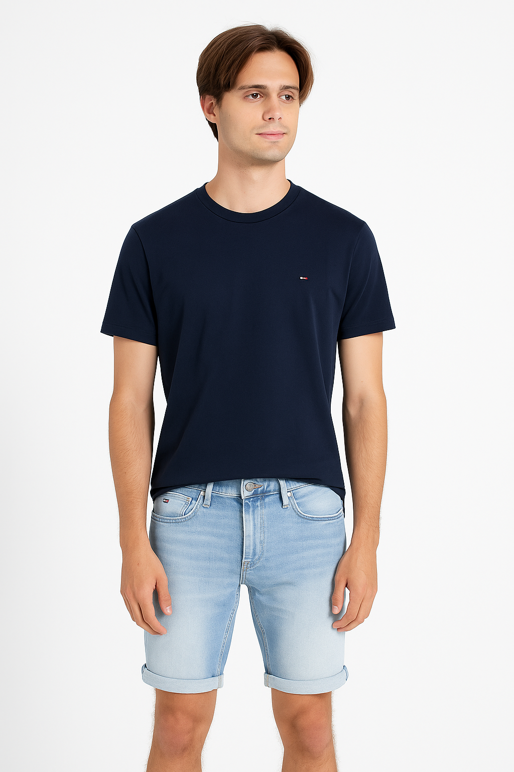 Tommy Hilfiger Men’s Light Wash Denim Roll-Cuff Shorts