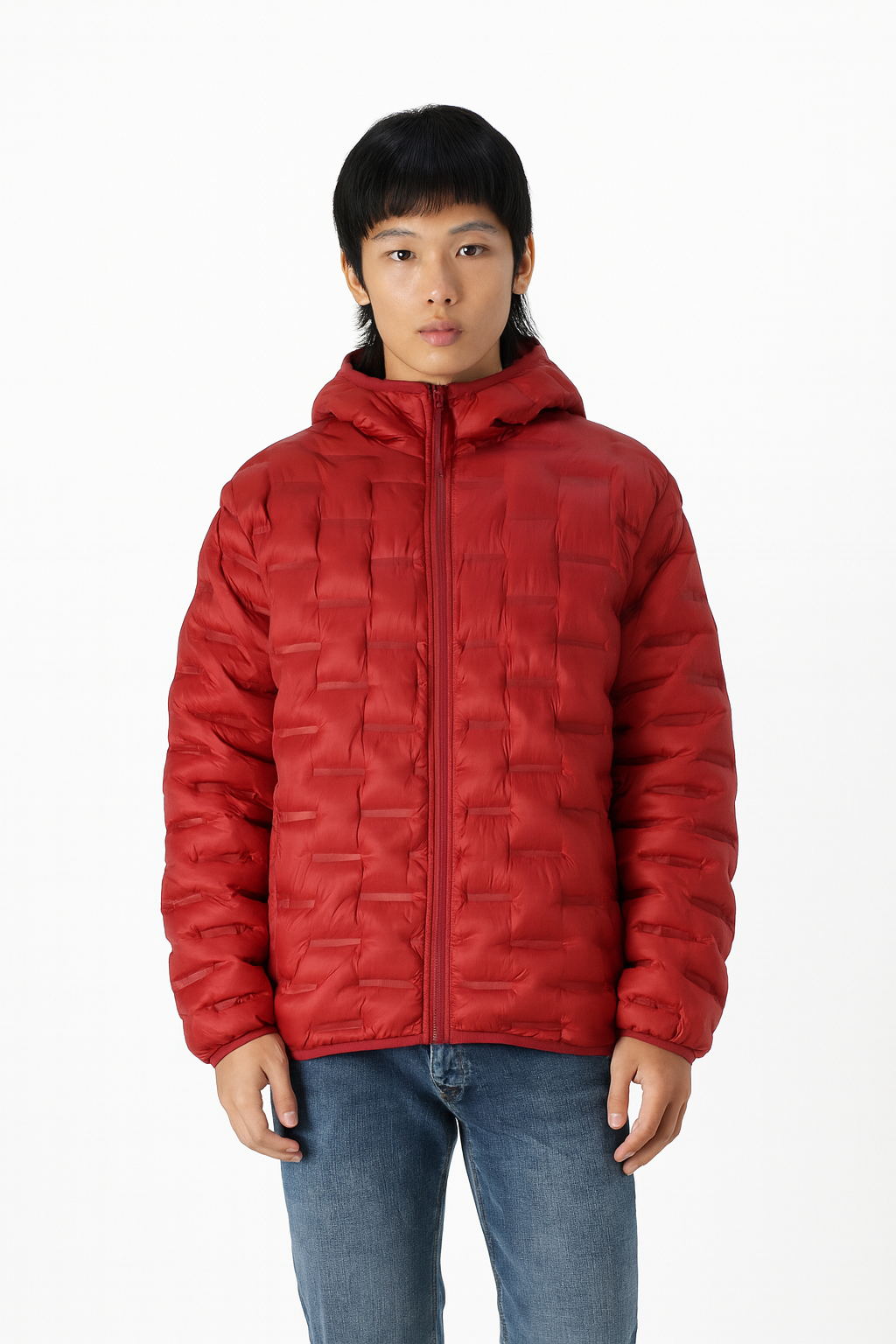 Hollister Men’s Quilted Puffer Jacket – Red