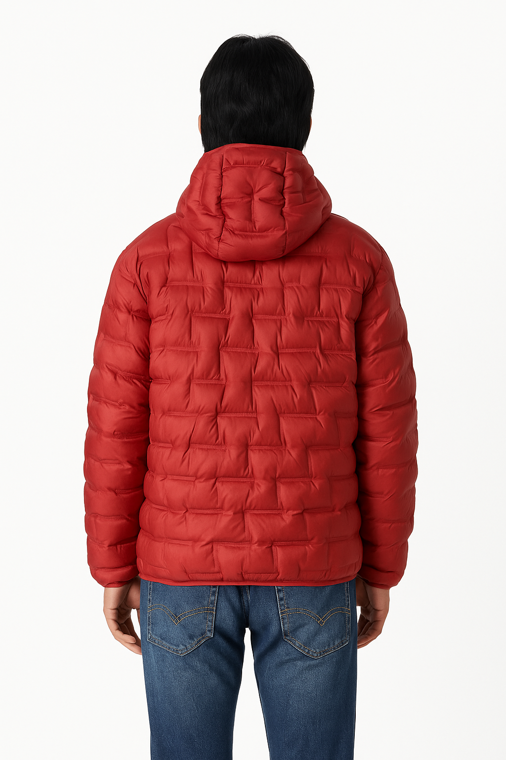 Hollister Men’s Quilted Puffer Jacket – Red