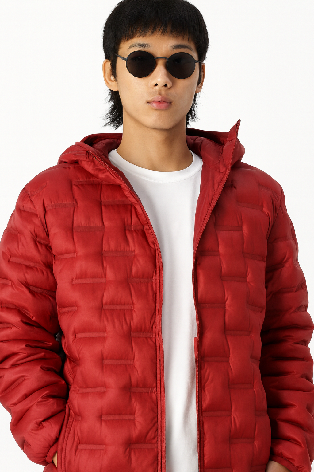 Hollister Men’s Quilted Puffer Jacket – Red