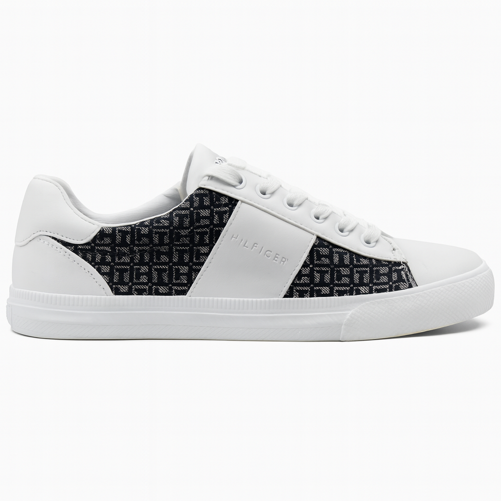 Tommy Hilfiger Women’s Monogram Low-Top Sneakers – White & Navy