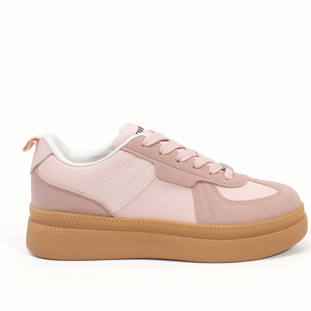 Bebe Women’s Pink Low-Top Sneakers with Gum Sole