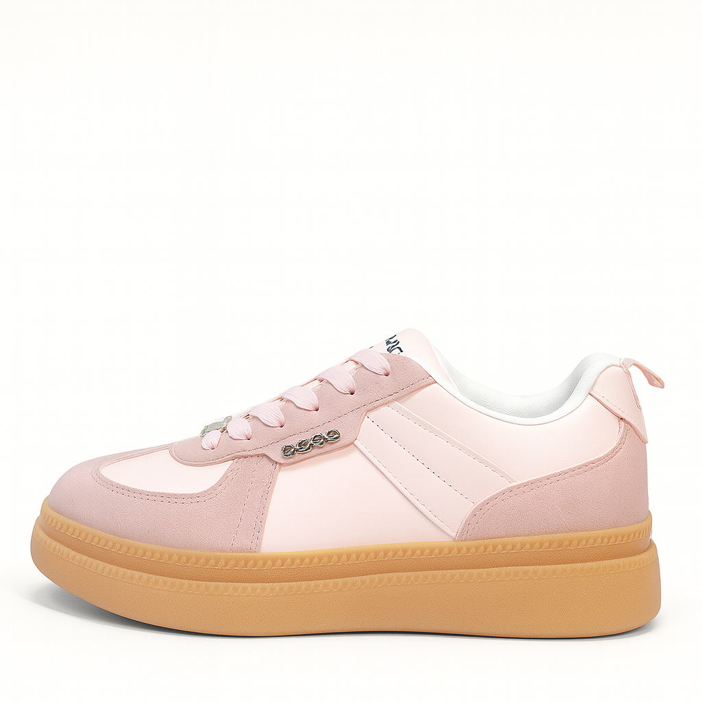 Bebe Women’s Pink Low-Top Sneakers with Gum Sole