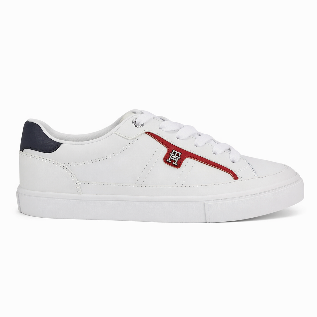 Tommy Hilfiger Women’s Low-Top Sneakers – White Lace-Up Casual Shoes