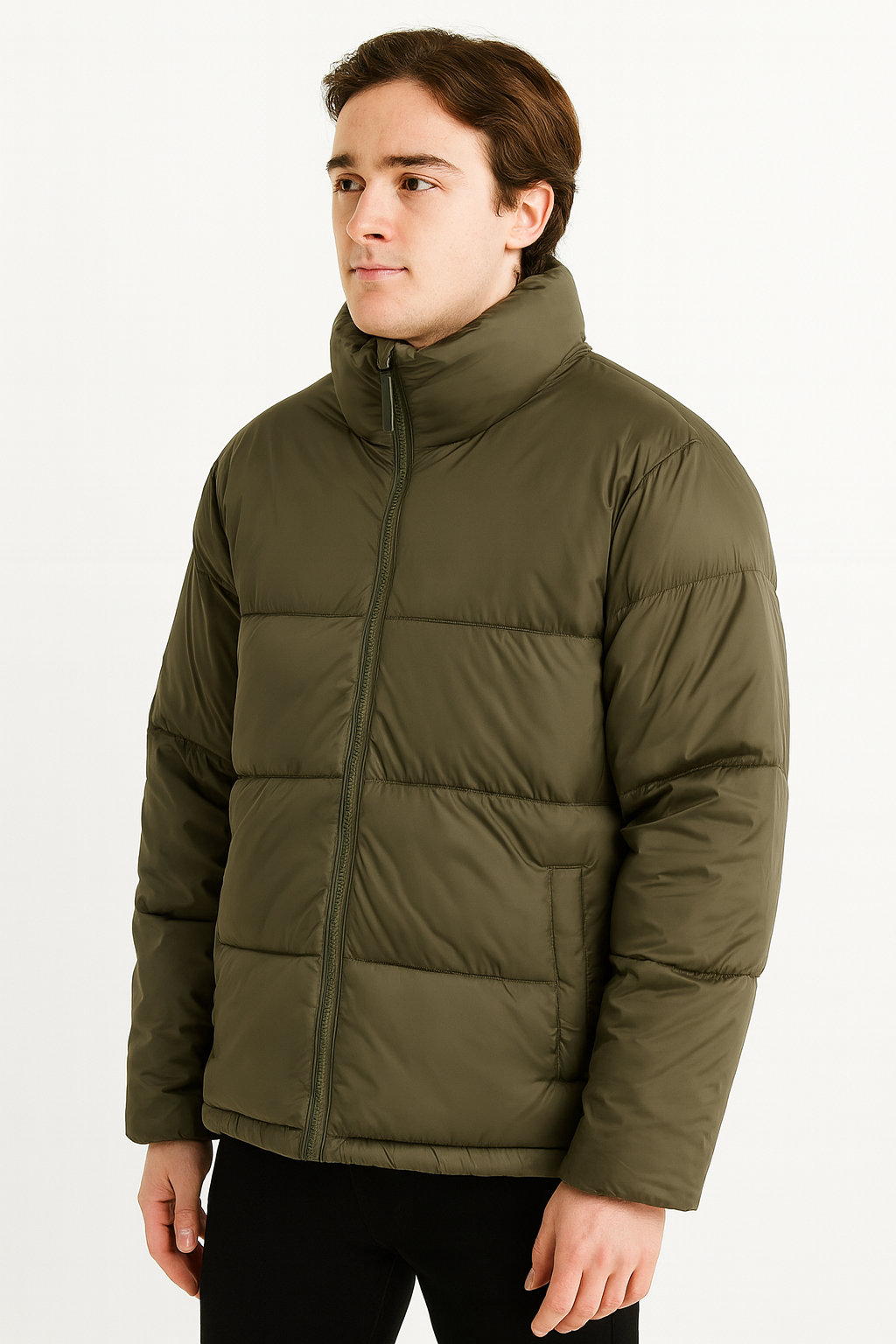 Hollister Men’s Olive Green Puffer Jacket