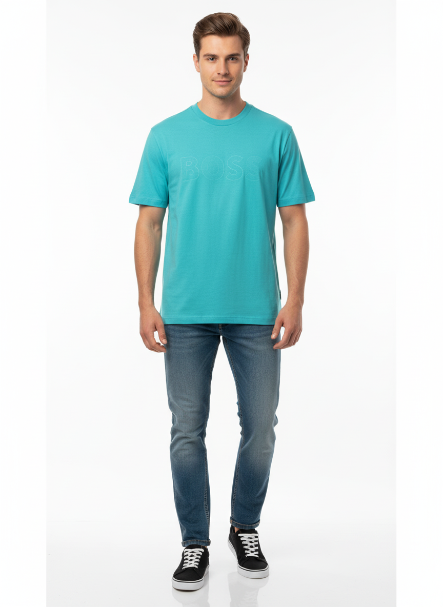 Cotton-jersey T-shirt with tonal logo embroidery