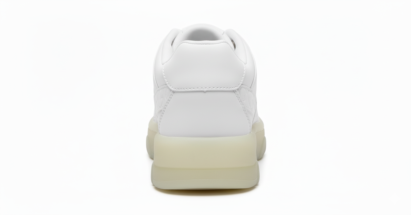 Women's White Sport Sneaker with Bold Details and Embossed 'G' Logo