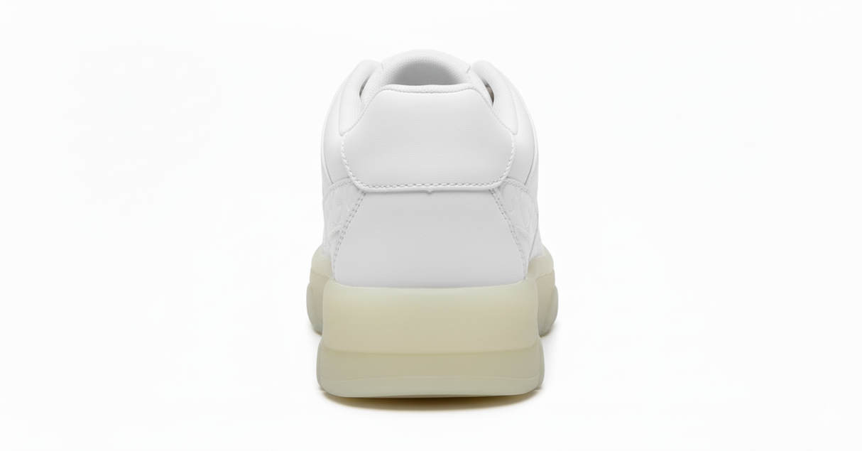 Women's White Sport Sneaker with Bold Details and Embossed 'G' Logo