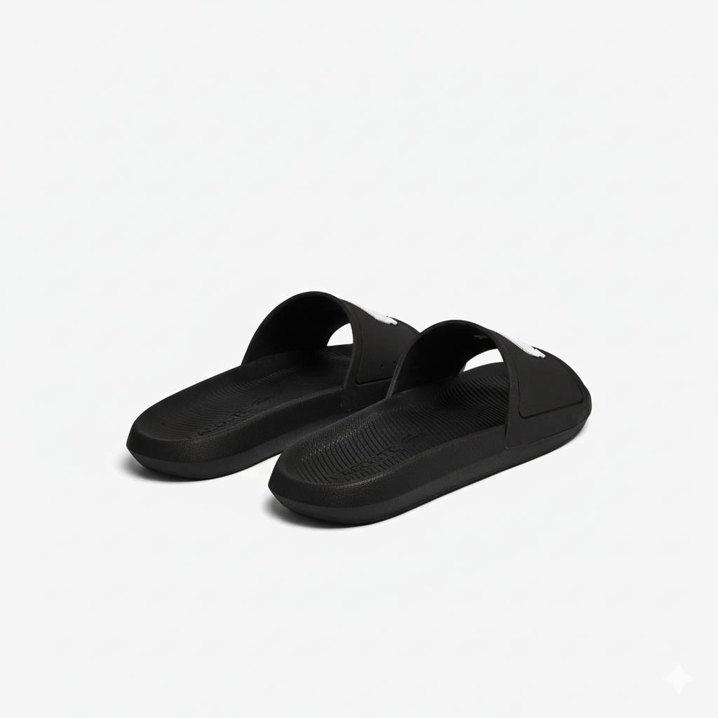 LACOSTE - Men's Croco Synthetic Slides - Black