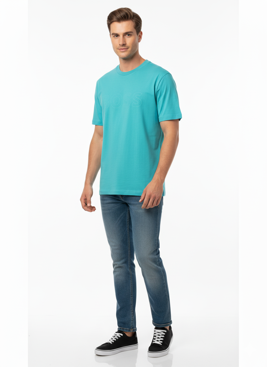 Cotton-jersey T-shirt with tonal logo embroidery