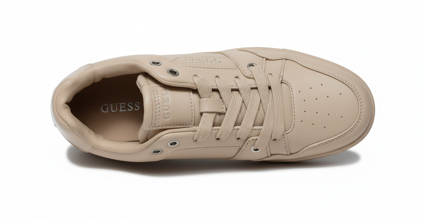 GUESS Beige Low-Top Sneaker – Signature Logo Design