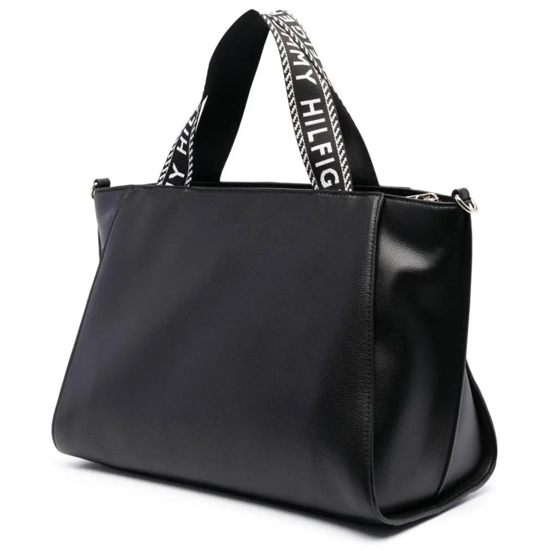 Tommy Hilfiger Women’s Black Logo Strap Shopper Tote