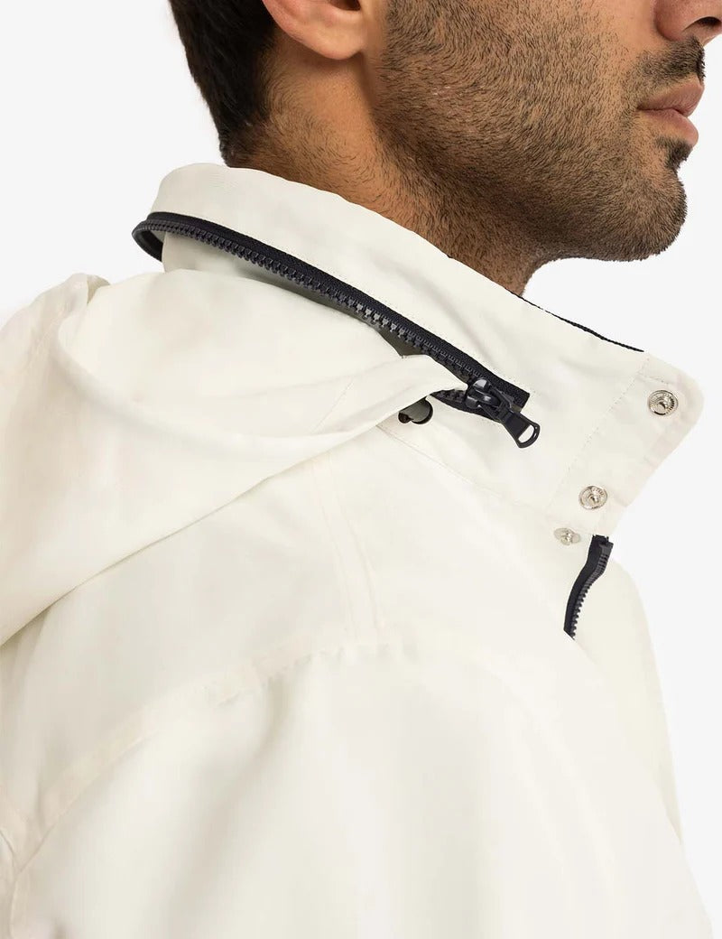 U.S. Polo Assn. Men’s White Hooded Jacket with Navy Trim