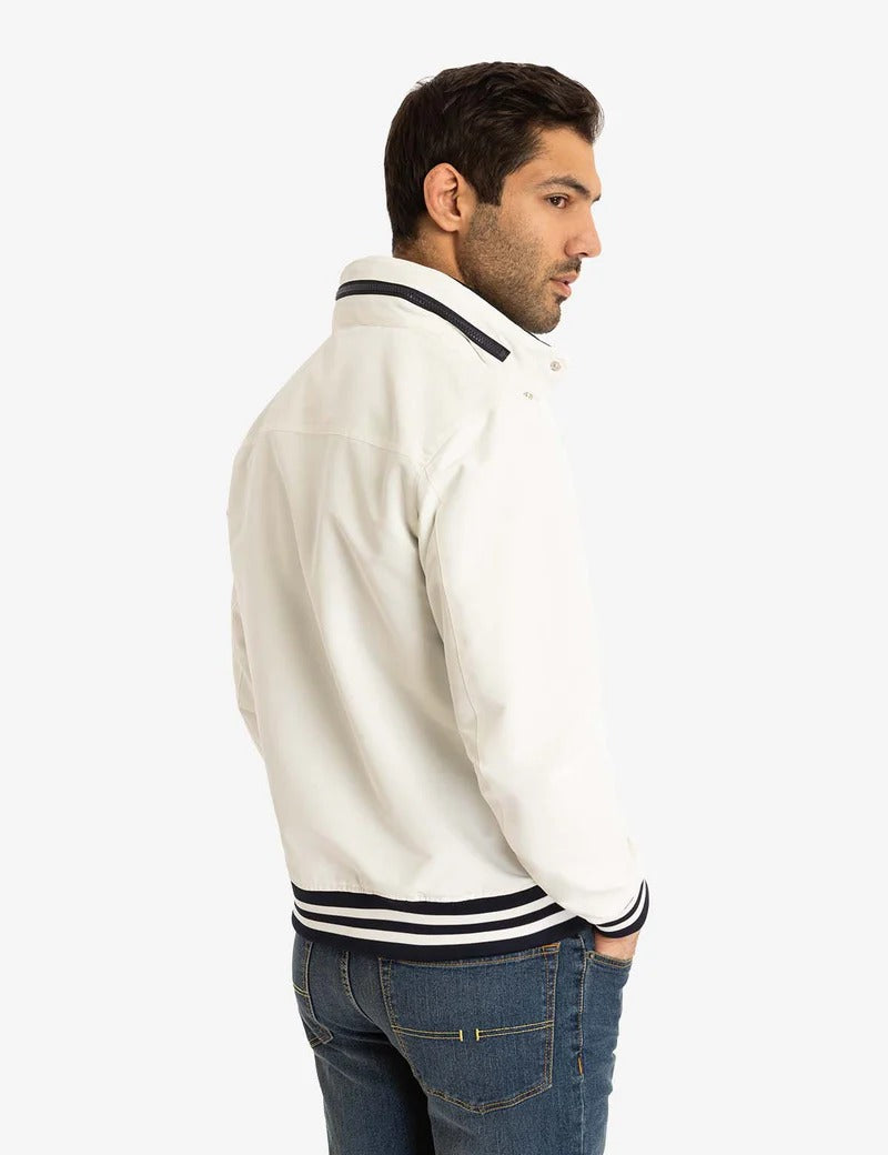 U.S. Polo Assn. Men’s White Hooded Jacket with Navy Trim