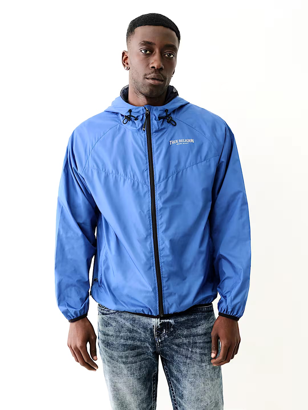 True Religion Men’s Blue Lightweight Hooded Zip Jacket