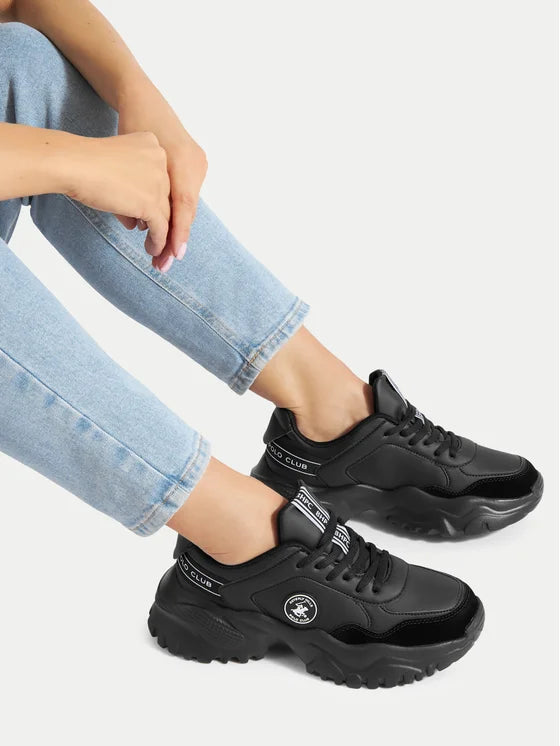 Beverly Hills Polo Club Women’s Black Chunky Lace-Up Sneakers