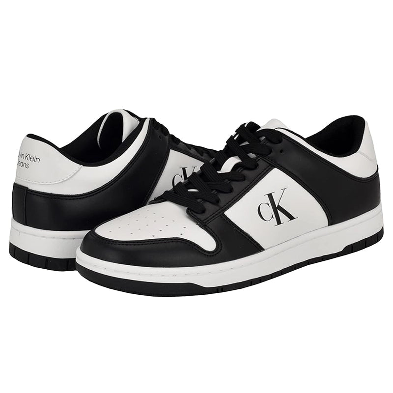 Calvin Klein Men’s Black & White Leather Sneakers