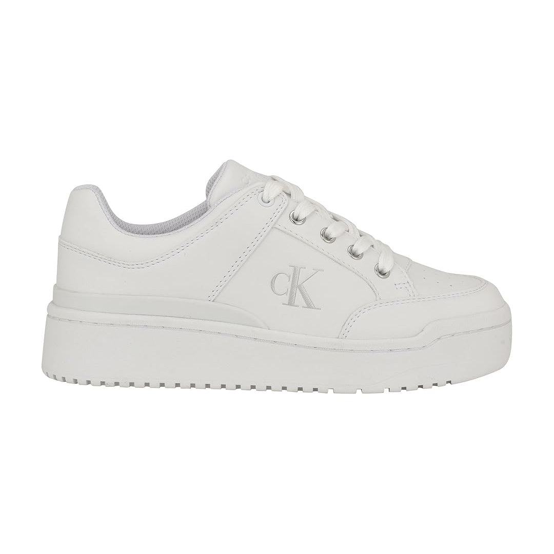 This is a pair of Calvin Klein Alondra platform sneakers in white.
Women's