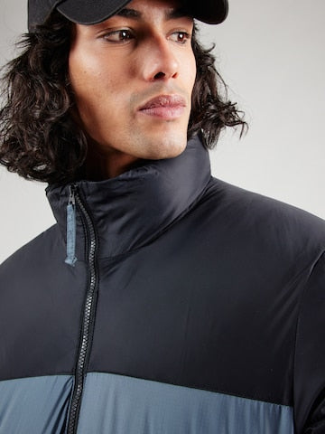 Hollister Men’s Colorblock Puffer Jacket – Black & Blue