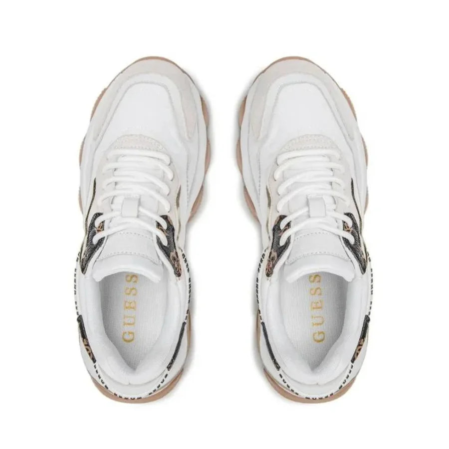 GUESS Micola Mixed Leather Sneakers Women - WHT