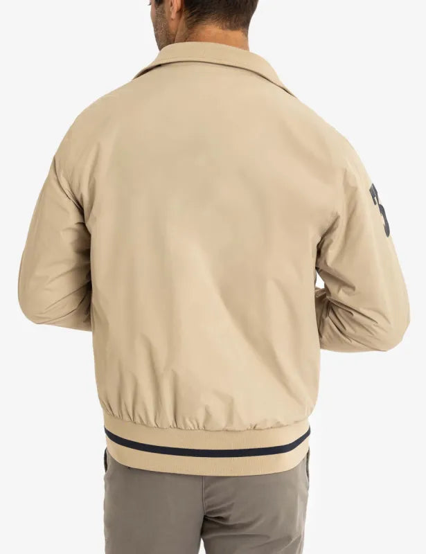 U.S. Polo Assn. Men Beige Bomber Jacket with Navy Detailing (AY-USA)