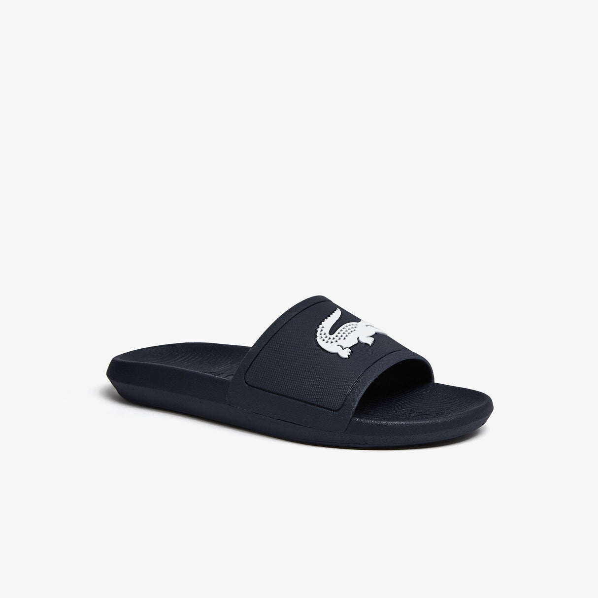 LACOSTE - Men's Croco Synthetic Slides - Navy